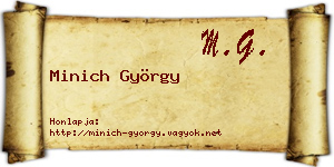 Minich György névjegykártya