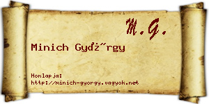 Minich György névjegykártya